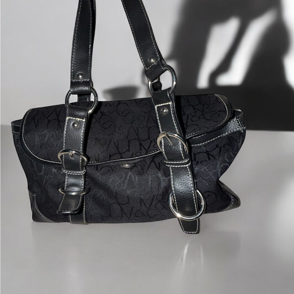 Vintage Black Handbag with Silver Accents